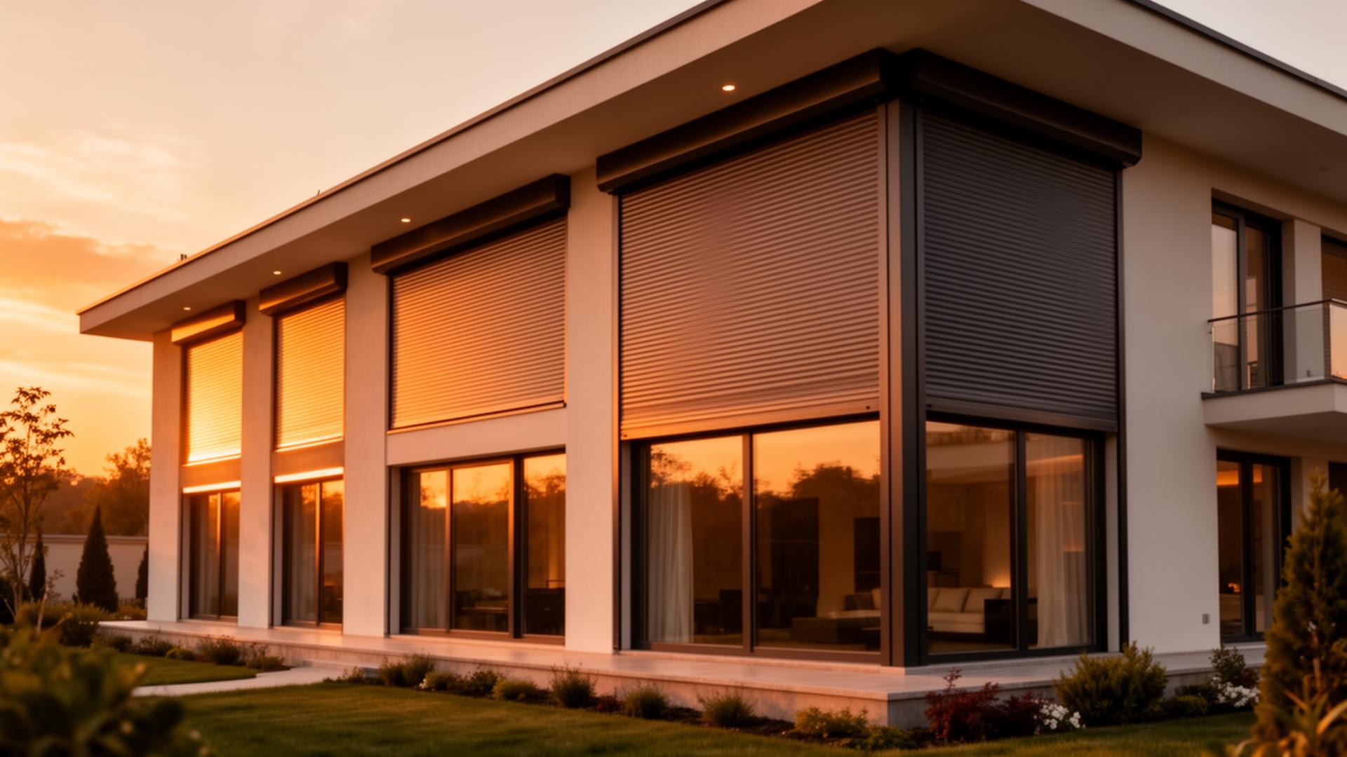 Casă modernă cu rulouri exterioare anthracite